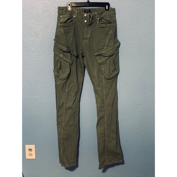 Man Boohoo Man Army Green Jeans - Size 32 - Picture 1 of 8